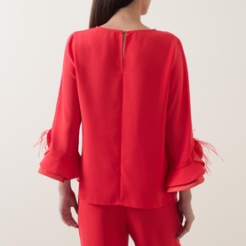 Spring Feather Cuff Blouse