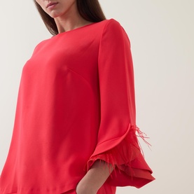 Spring Feather Cuff Blouse