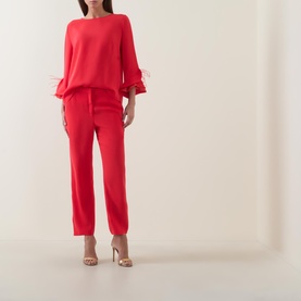 Spring Feather Cuff Blouse