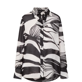 Abstract Monochrome Neck Tie Blouse