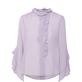 High Neck Ruffle Blouse
