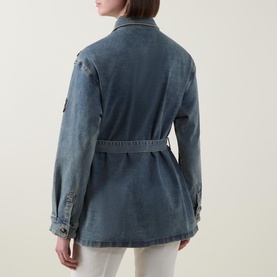 Embellished Belted Denim Shirt