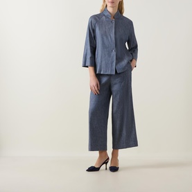Straight Leg Chambray Trousers