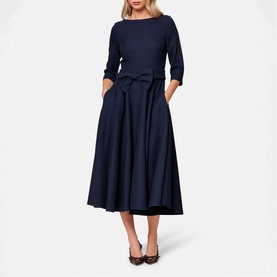 Eva Bow Detail Flared Dress