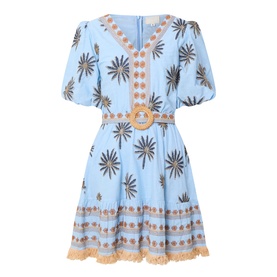 Palms Embroidered Mini Dress