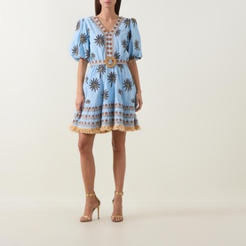 Palms Embroidered Mini Dress