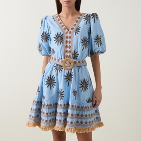 Palms Embroidered Mini Dress