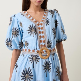 Palms Embroidered Mini Dress