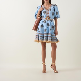 Palms Embroidered Mini Dress