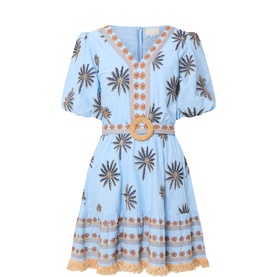 Palms Embroidered Mini Dress