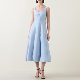 Vivian Embellished Brooch Flared Dress