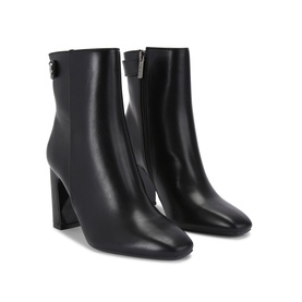 Carvela Jackpot Wide Fit Ankle Boots in black synthetic leather, pointed toe, block heel, inner zip with gunmetal hardware
