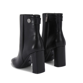 Carvela Jackpot Wide Fit Ankle Boots in black synthetic leather, block heel, inner zip, gunmetal hardware, rear view