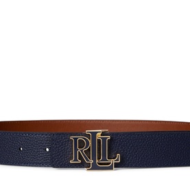 Logo Reversible Pebbled Leather Belt