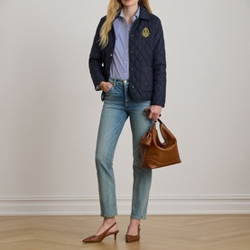 Crest Patch Diamond Quilted Jacket