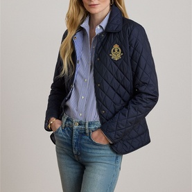 Crest Patch Diamond Quilted Jacket
