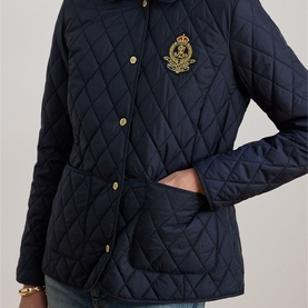 Crest Patch Diamond Quilted Jacket