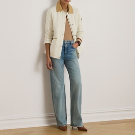 Twill Trim Diamond Quilted Barn Jacket