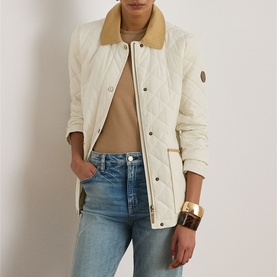 Twill Trim Diamond Quilted Barn Jacket