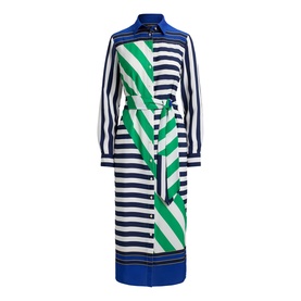 Striped Crepe Shirt Dress