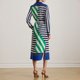 Striped Crepe Shirt Dress
