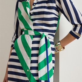 Striped Crepe Shirt Dress