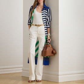 Striped Crepe Shirt Dress