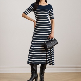 Striped Ribbed Flared Dress