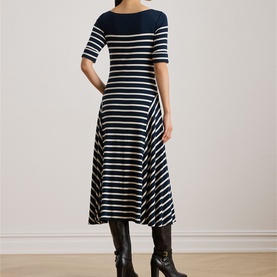 Striped Ribbed Flared Dress