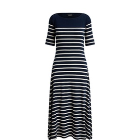 Striped Ribbed Flared Dress