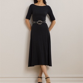Ribbed Knit Flared Dress