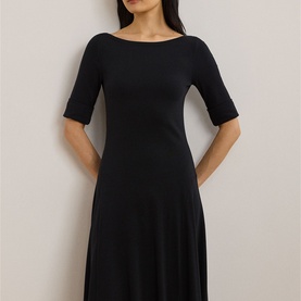 Ribbed Knit Flared Dress