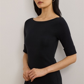 Ribbed Knit Flared Dress