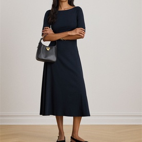 Ribbed Knit Flared Dress