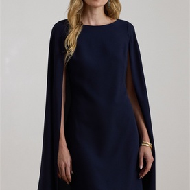 Cape Georgette Cocktail Dress