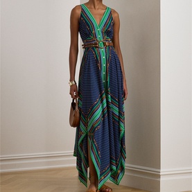 Polka Dot Handkerchief Flared Dress