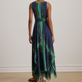 Polka Dot Handkerchief Flared Dress