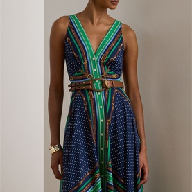 Polka Dot Handkerchief Flared Dress