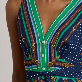 Polka Dot Handkerchief Flared Dress