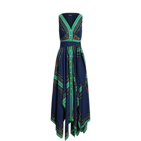 Polka Dot Handkerchief Flared Dress