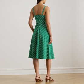 Striped Belted Flared Dress