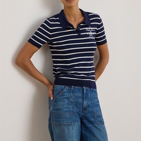 Logo Crest Striped Polo Shirt