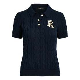 Monogram Logo Cable Knitted Polo Shirt