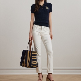 Monogram Logo Cable Knitted Polo Shirt