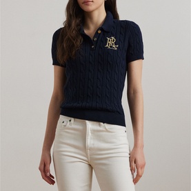 Monogram Logo Cable Knitted Polo Shirt