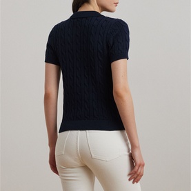 Monogram Logo Cable Knitted Polo Shirt