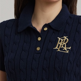Monogram Logo Cable Knitted Polo Shirt
