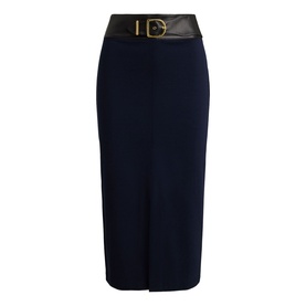 Buckle Trim Ponte Pencil Skirt