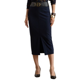 Buckle Trim Ponte Pencil Skirt