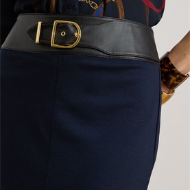 Buckle Trim Ponte Pencil Skirt
